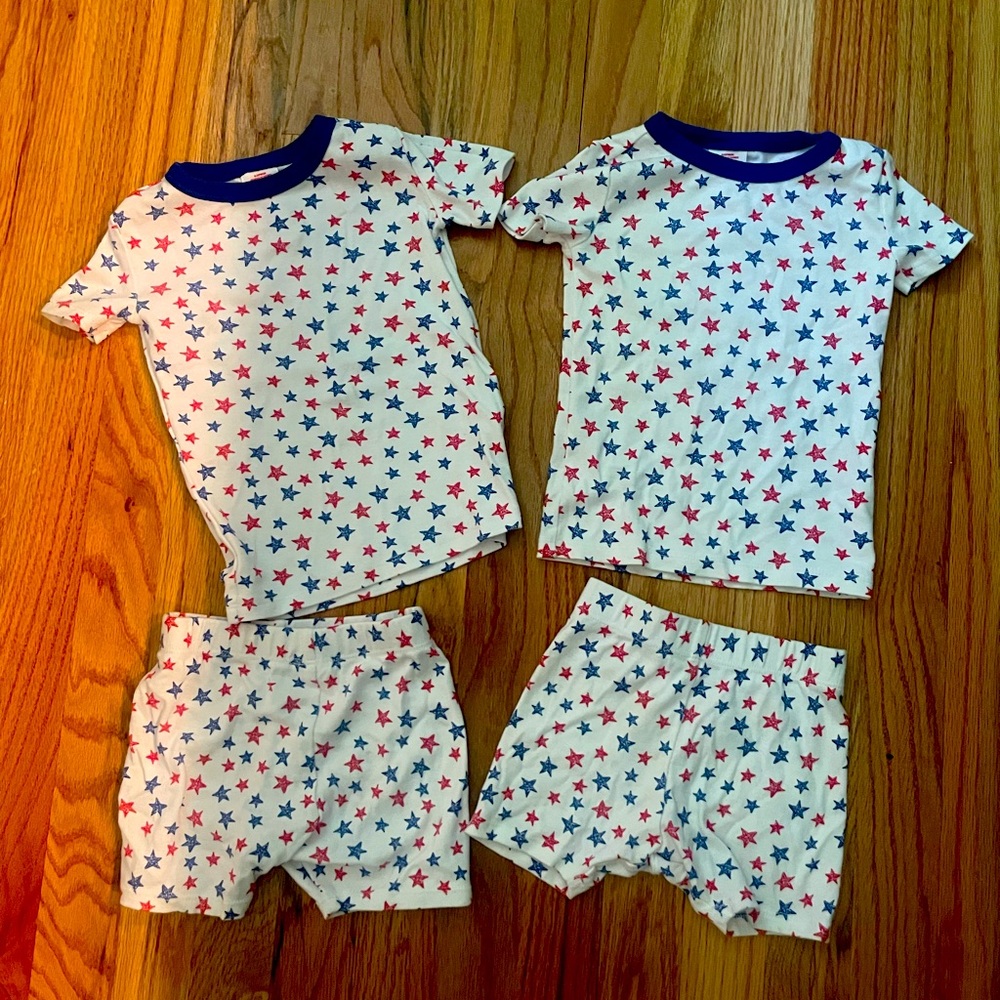 Matching 2T and 18M 4th of July red white and blue pajamas